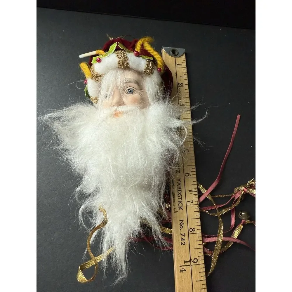 Vintage Sylvestri Old World Santa Head Hanging Ornament 9” Holiday Decor Whimsy